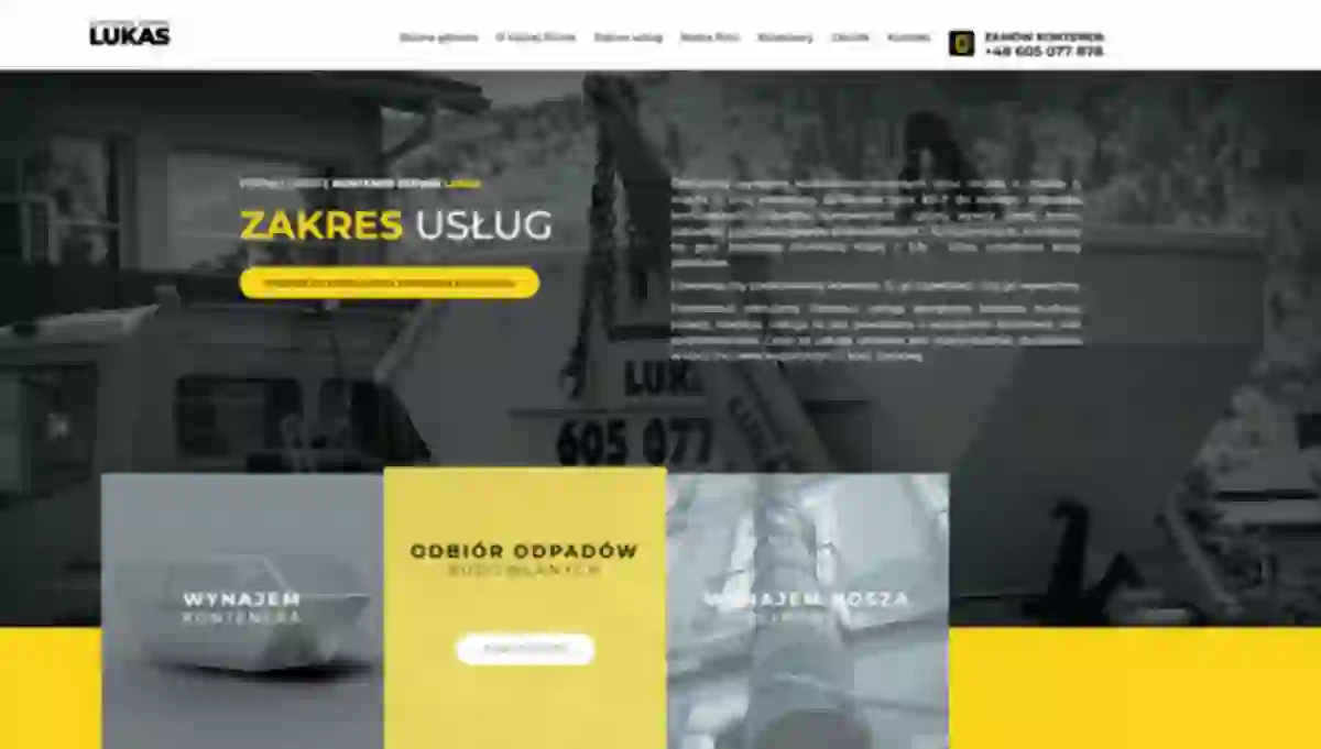 layout projektu nowej strony www dla lukas kontener bielsko biala